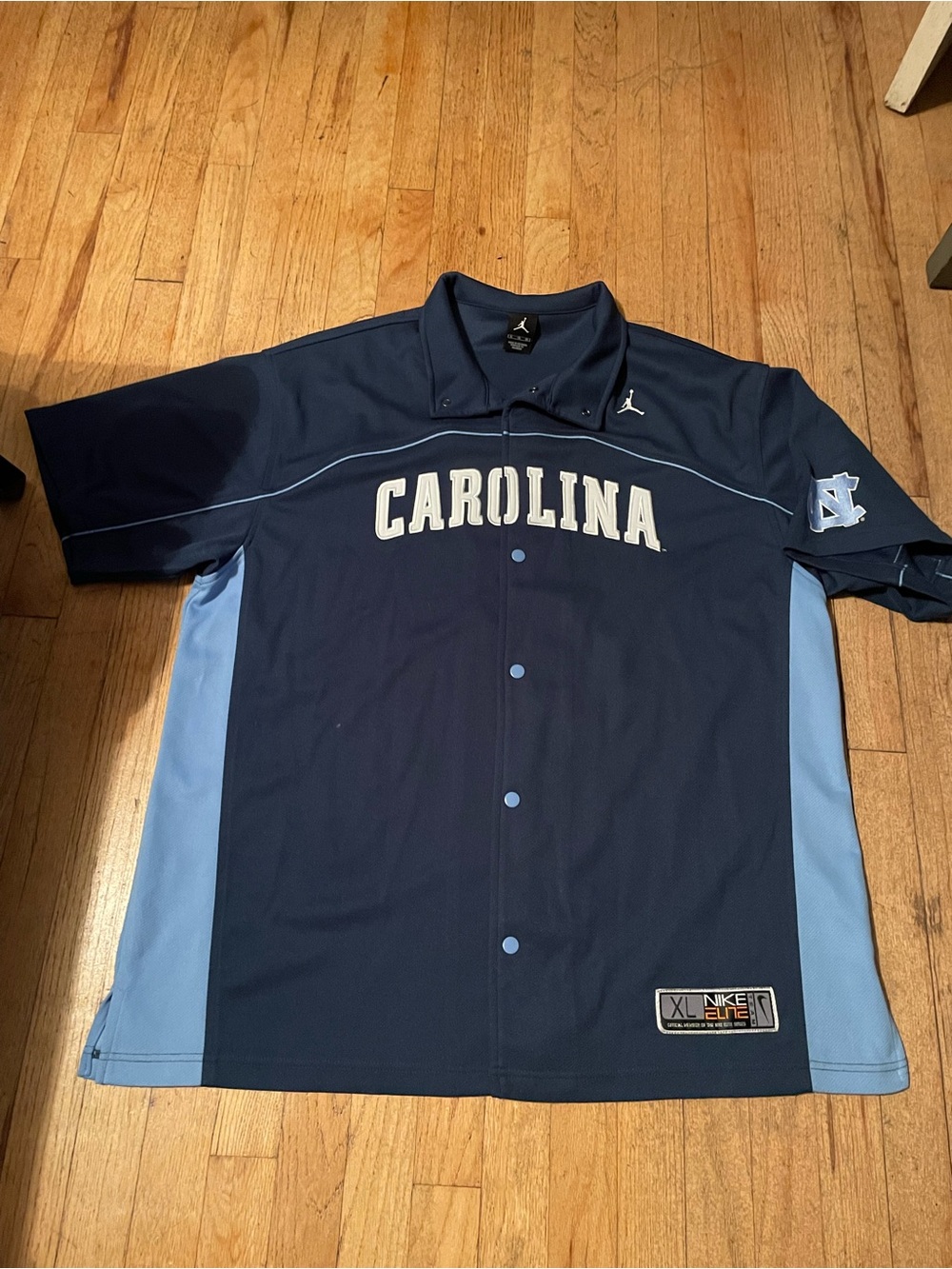 Jordan Carolina Navy and Light Blue Button-Front Jersey